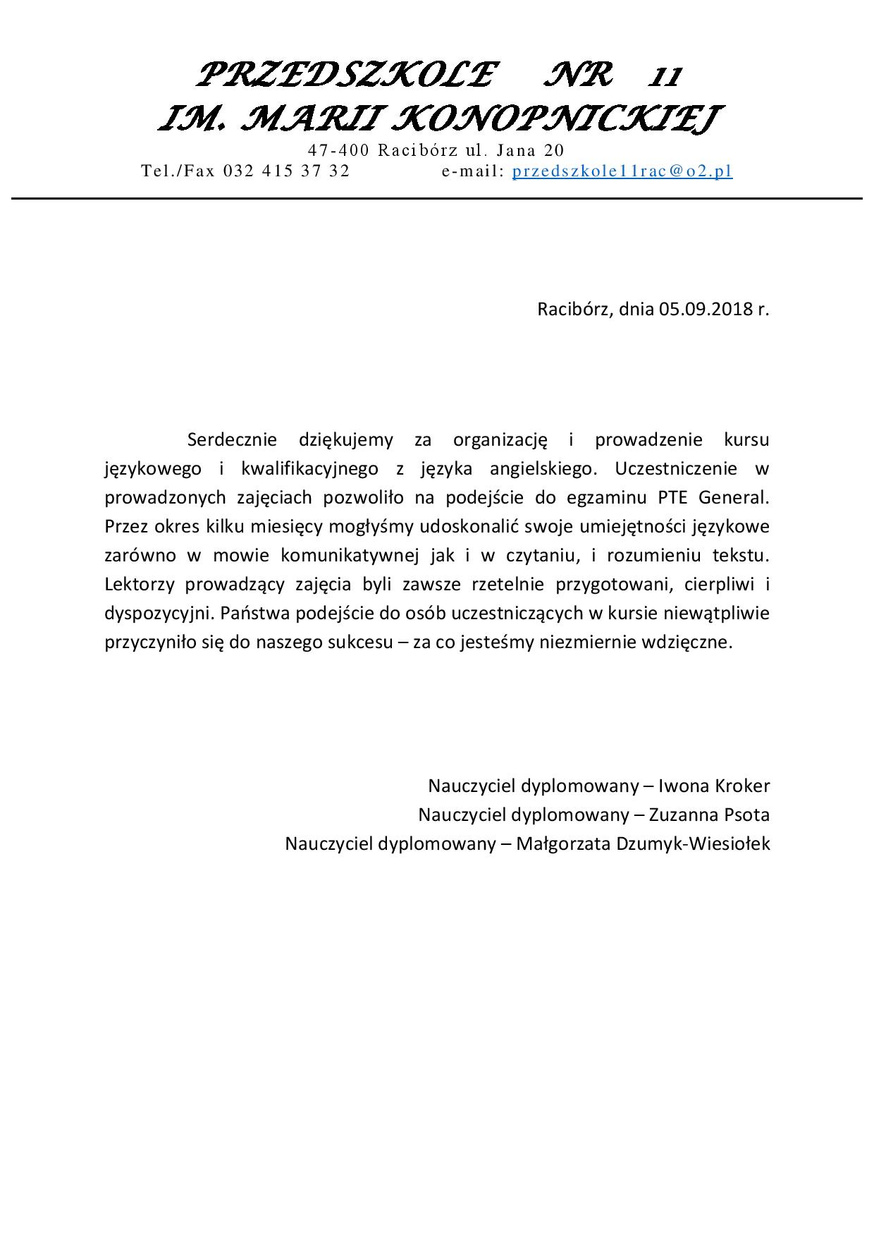 Przedszkole nr 11 im. Marii Konopnickiej