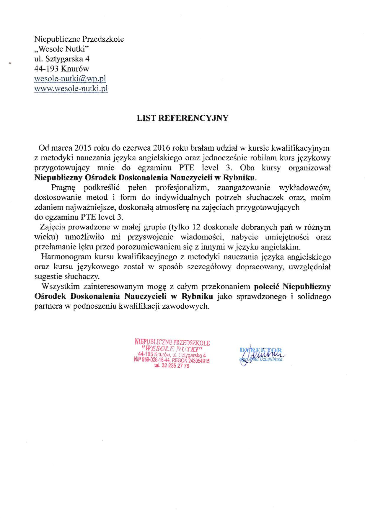 Niepubliczne Przedszkole "Wesołe Nutki"